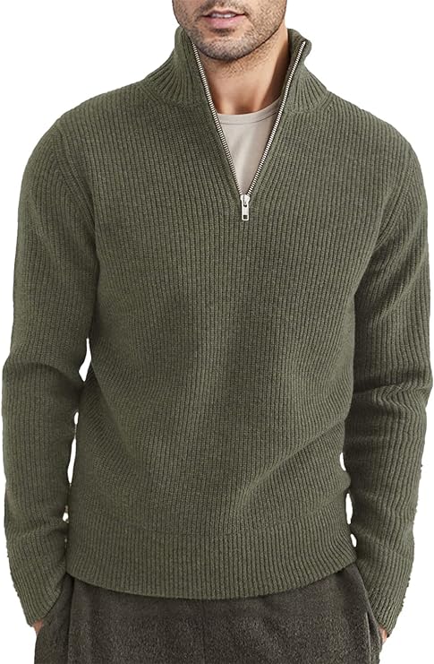 Relaxed Fit Quarter Zip Sweater - OutfitLondon
