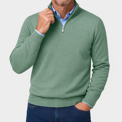 Slim Fit Quarter Zip Sweater - Breathable Knit Top