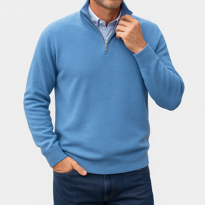 Slim Fit Quarter Zip Sweater - Breathable Knit Top