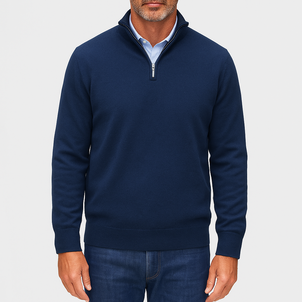 Slim Fit Quarter Zip Sweater - Breathable Knit Top