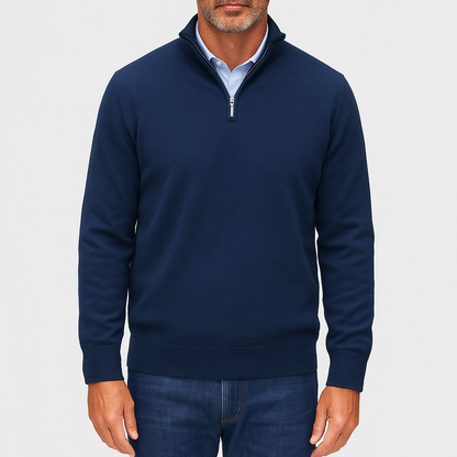 Slim Fit Quarter Zip Sweater - Breathable Knit Top