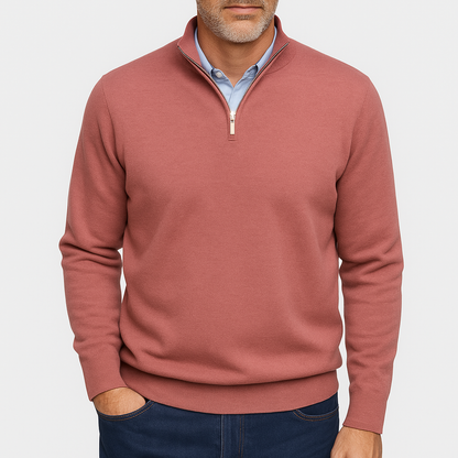 Slim Fit Quarter Zip Sweater - Breathable Knit Top