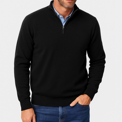Slim Fit Quarter Zip Sweater - Breathable Knit Top