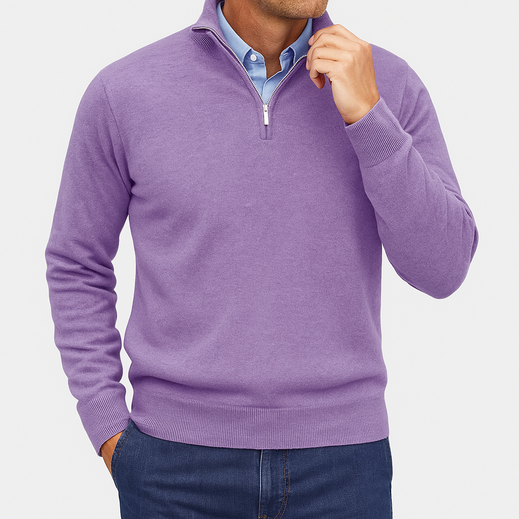 Slim Fit Quarter Zip Sweater - Breathable Knit Top