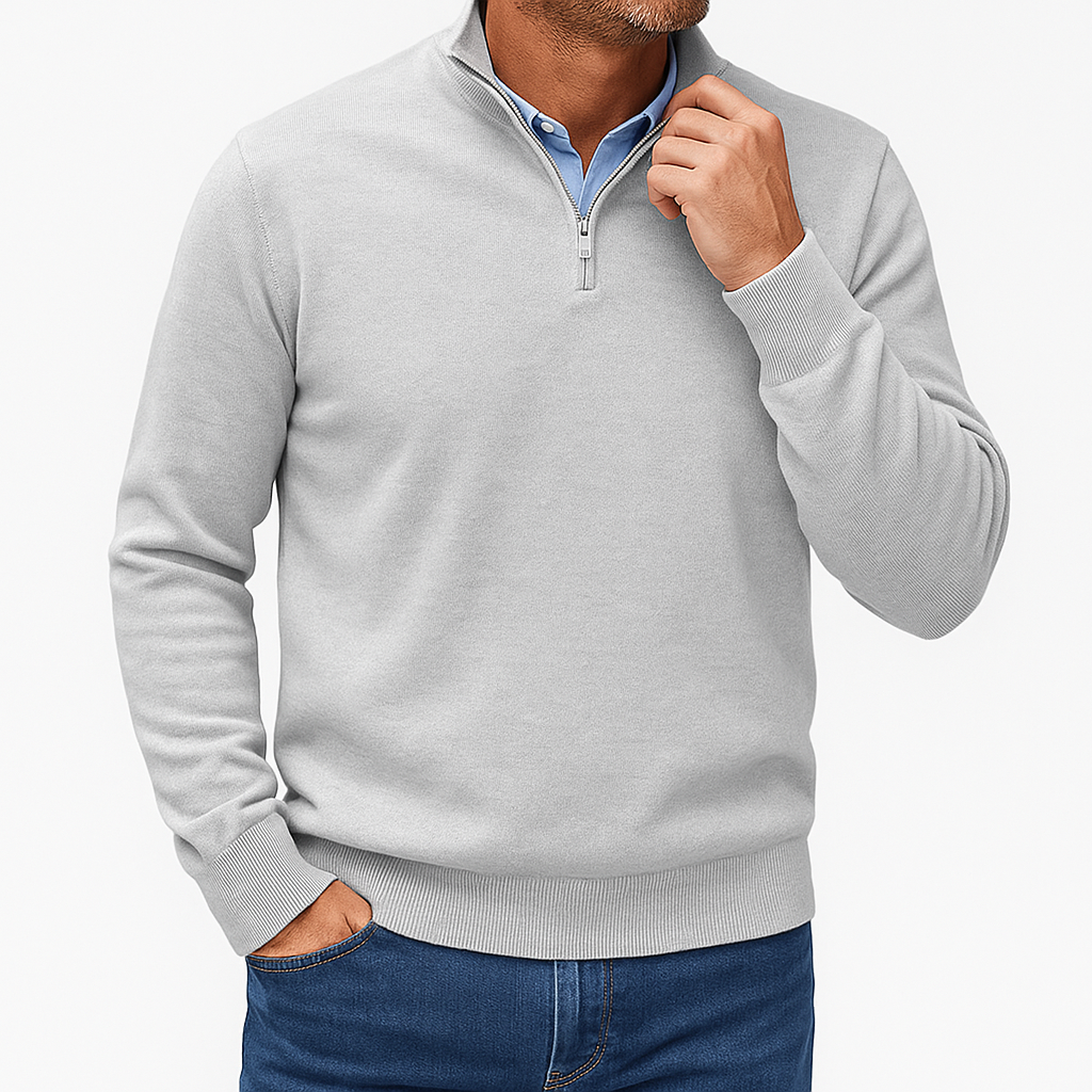 Slim Fit Quarter Zip Sweater - Breathable Knit Top