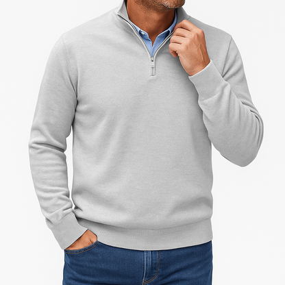 Slim Fit Quarter Zip Sweater - Breathable Knit Top