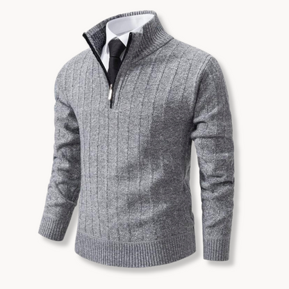 Fleece Quarter Zip Pullover – Athletic Fit Ribbed Trim