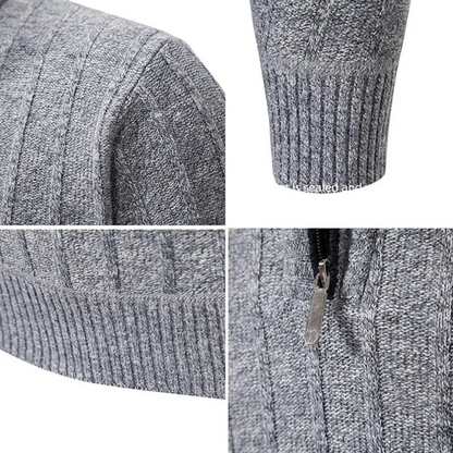 Fleece Quarter Zip Pullover – Athletic Fit Ribbed Trim