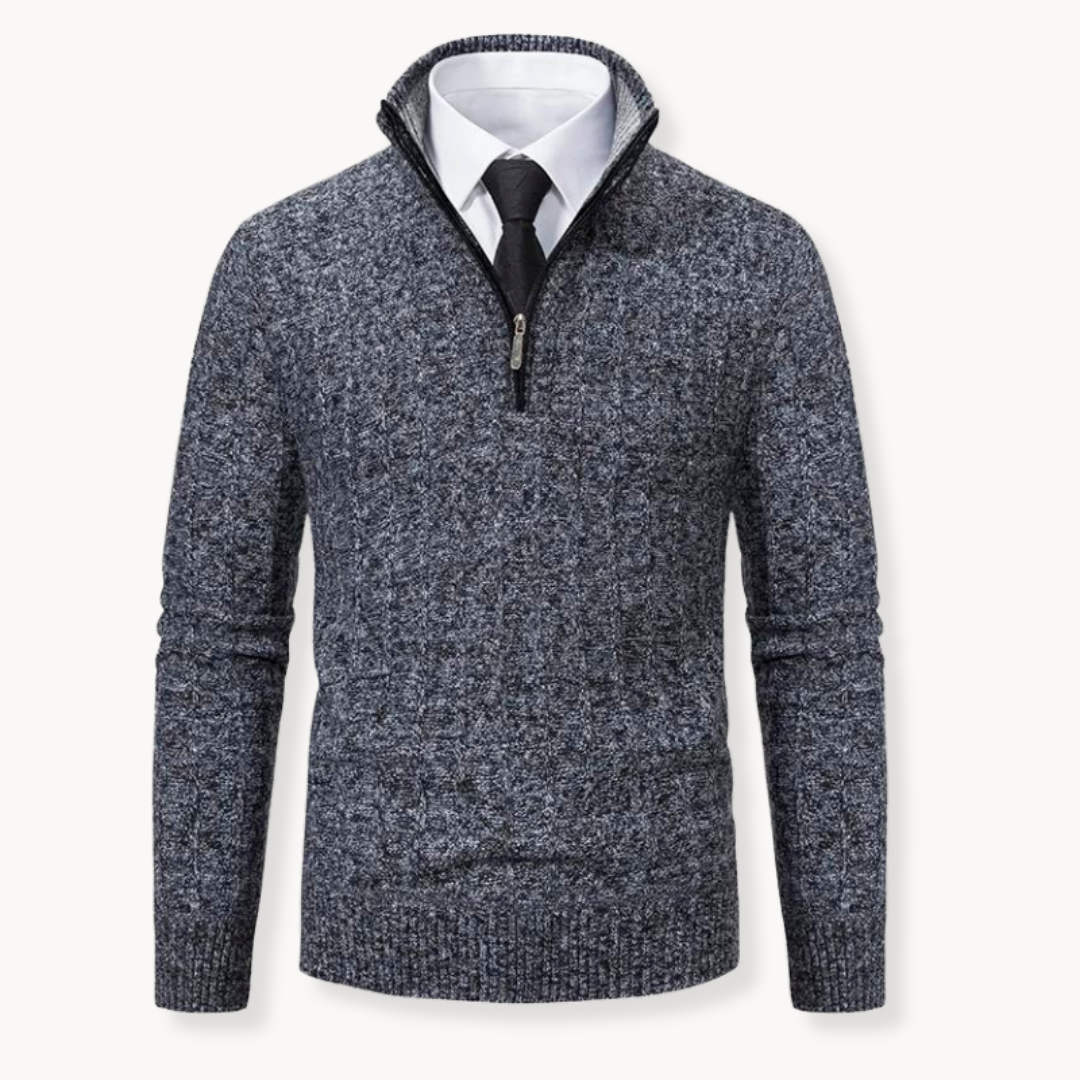 Fleece Quarter Zip Pullover – Athletic Fit Ribbed Trim