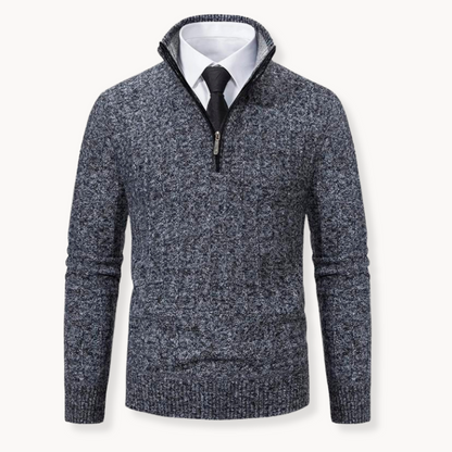 Fleece Quarter Zip Pullover – Athletic Fit Ribbed Trim