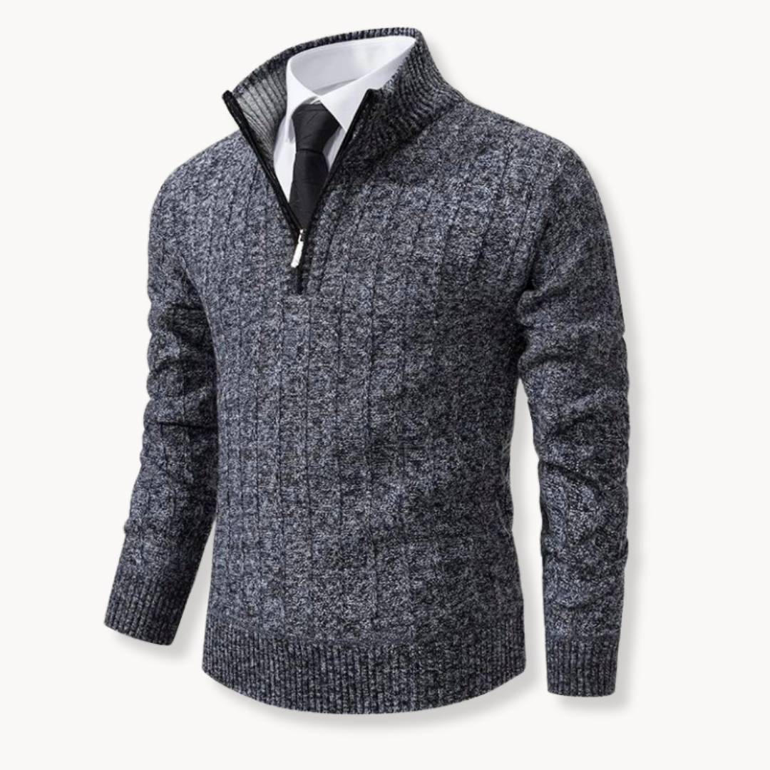Fleece Quarter Zip Pullover – Athletic Fit Ribbed Trim