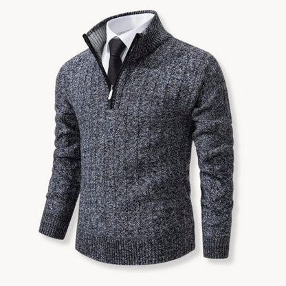 Fleece Quarter Zip Pullover – Athletic Fit Ribbed Trim