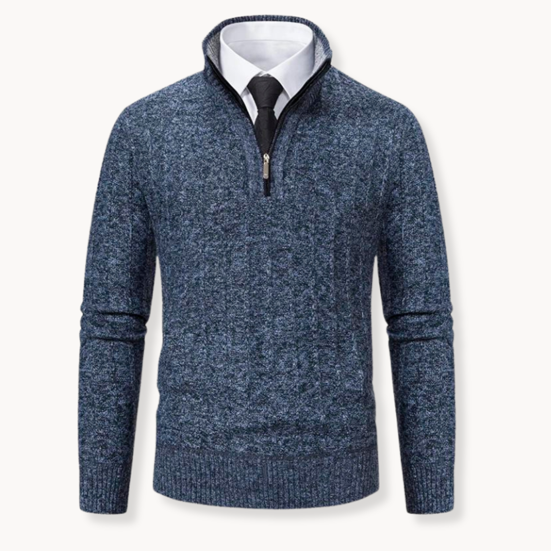 Fleece Quarter Zip Pullover – Athletic Fit Ribbed Trim