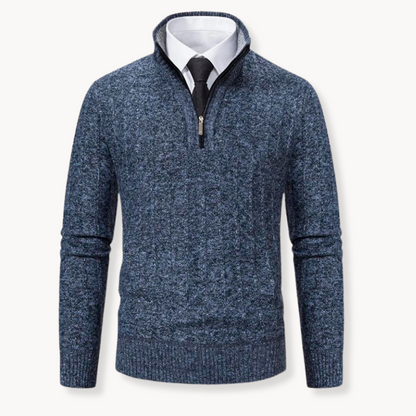 Fleece Quarter Zip Pullover – Athletic Fit Ribbed Trim