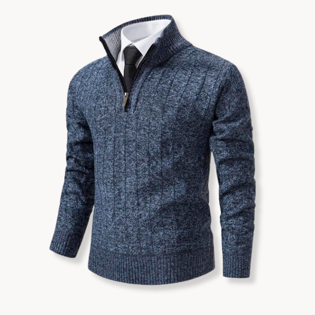 Fleece Quarter Zip Pullover – Athletic Fit Ribbed Trim