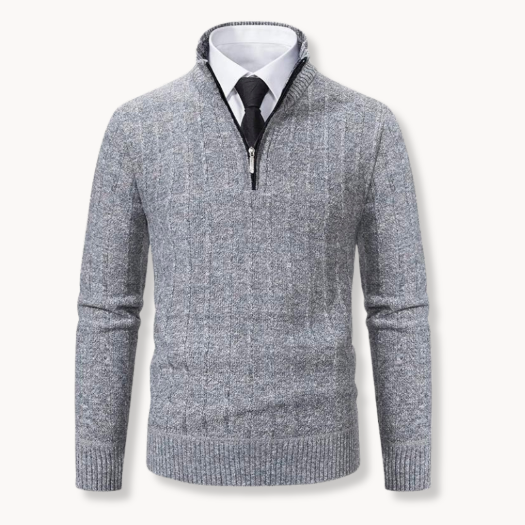 Fleece Quarter Zip Pullover – Athletic Fit Ribbed Trim - OutfitLondon