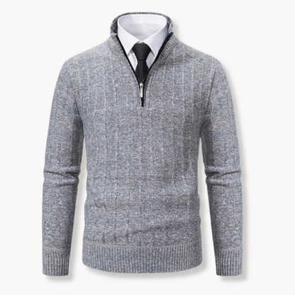 Fleece Quarter Zip Pullover – Athletic Fit Ribbed Trim - OutfitLondon