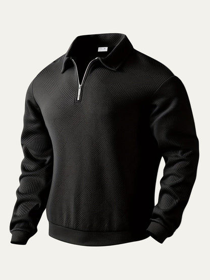 Men's Thick Quarter Zip Fleece Polo Sweater