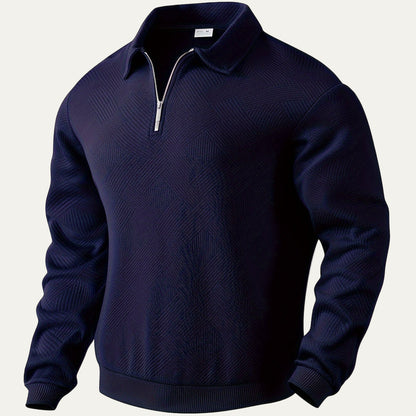 Men's Thick Quarter Zip Fleece Polo Sweater