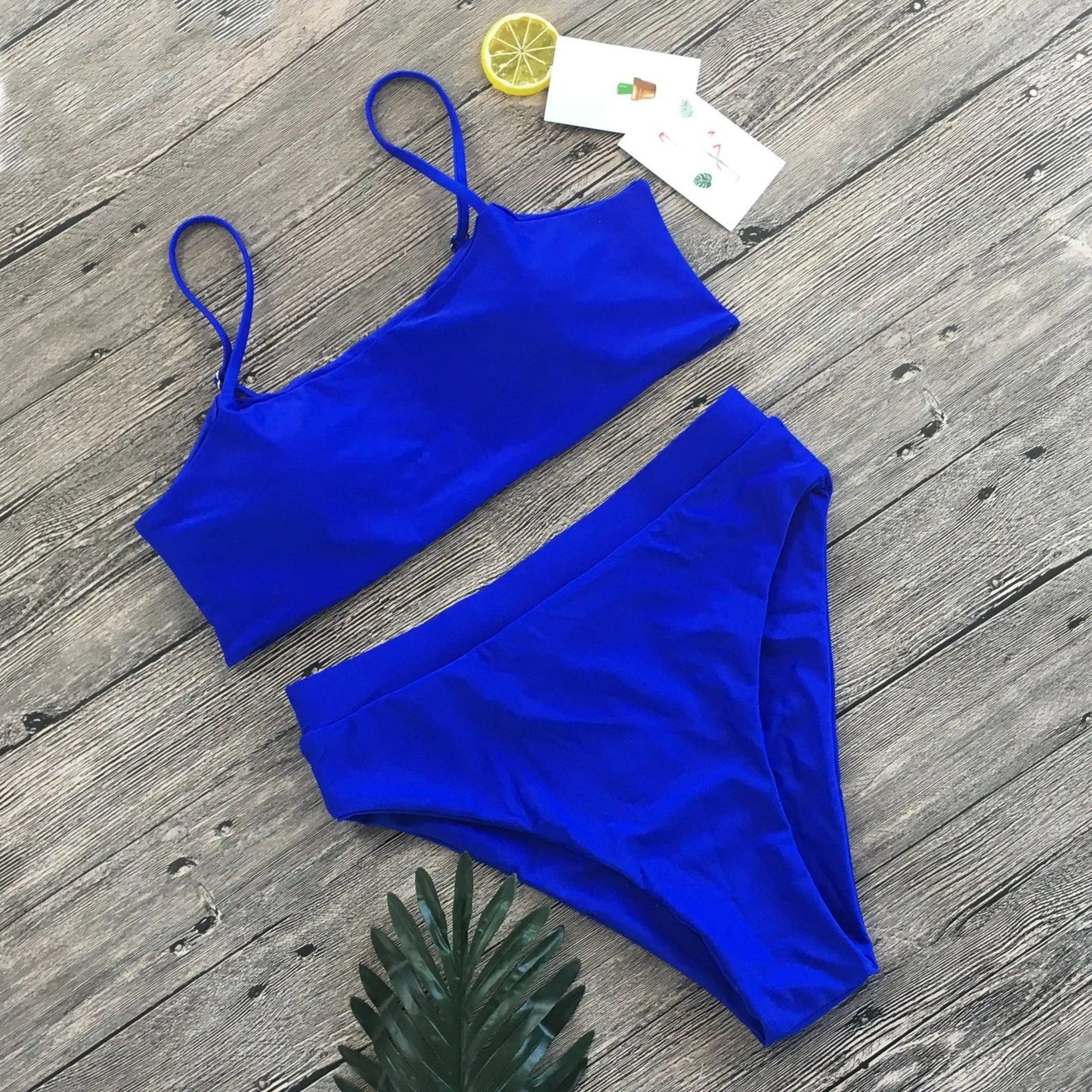 Queenie High-Waisted Bikini Set | Sleek Bandeau Top & Shaping Bottoms