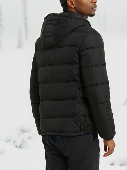 Warm Quilted Mens Parka Jacket with Hood