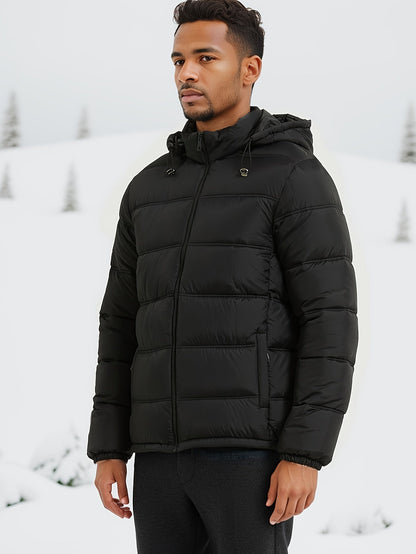 Warm Quilted Mens Parka Jacket with Hood