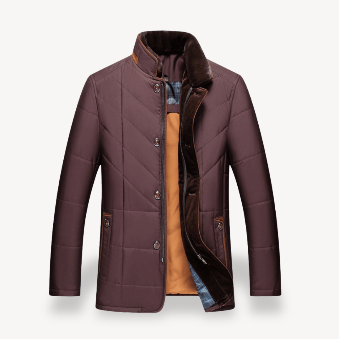 Men's Warm Quilted Parka Fur Lined Coat