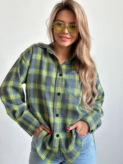 Warm Plaid Women's Flannel Shirt - OutfitLondon
