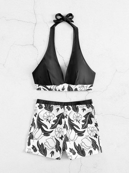 Quinette Bikini Set | Halter Top & High-Waist Shorts