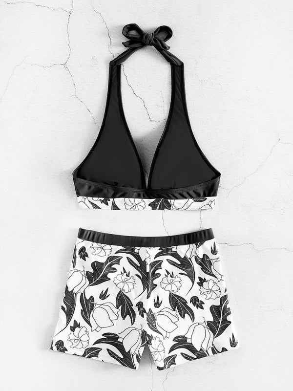 Quinette Bikini Set | Halter Top & High-Waist Shorts
