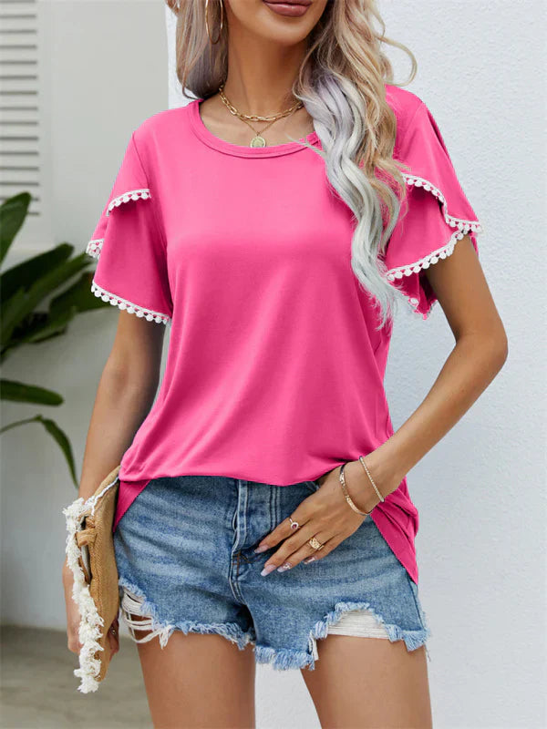 Relaxed Fit Casual Tulip Sleeve Tee
