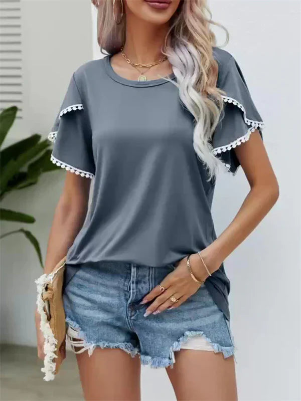 Relaxed Fit Casual Tulip Sleeve Tee - OutfitLondon
