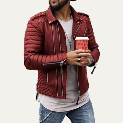 Classic Padded Leather Motorcycle Jacket