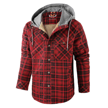 Relaxed Fit Plaid Hooded Jacket