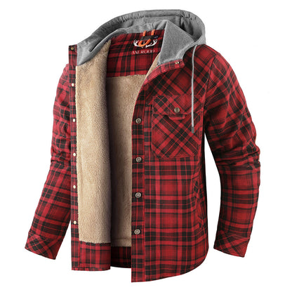 Warm Plaid Hooded Fleece Jacket