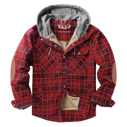 Relaxed Fit Plaid Hooded Jacket