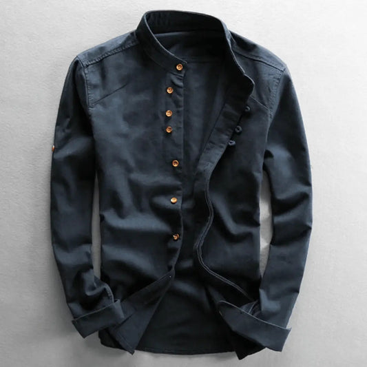 Men's Japanese Style Casual Button Down Shirt - OutfitLondon