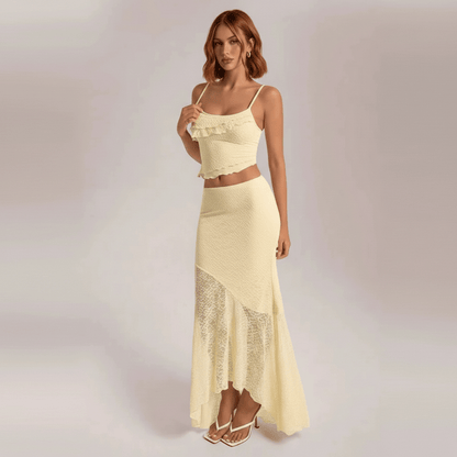 Bright Sunshine Yellow Floral Maxi Dress Set - OutfitLondon