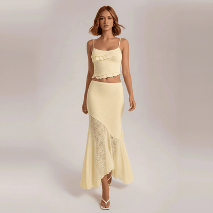 Bright Sunshine Yellow Floral Maxi Dress Set