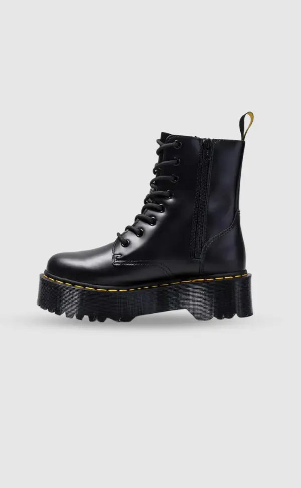 Women's Leather Platform Boots Urban Style Black