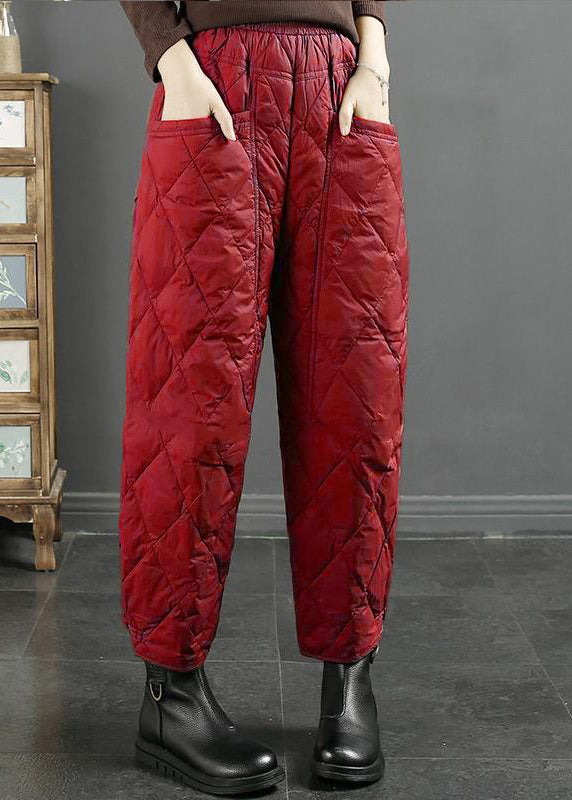 Women's Cotton Shorts Elastic Waist 4XL Red Comfortable - OutfitLondon