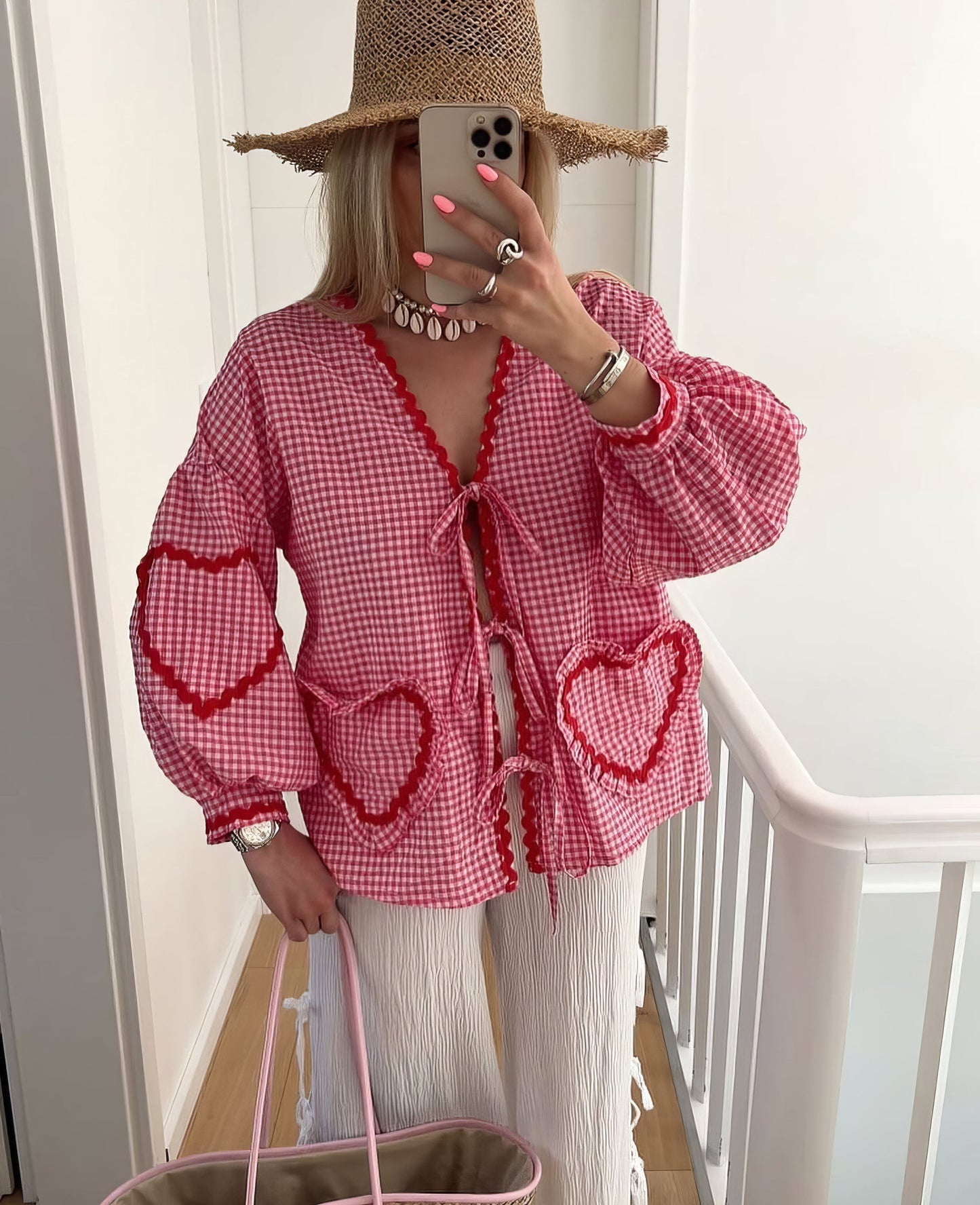 Pretty Heart Pattern Ladies Blouse