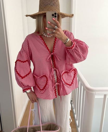 Pretty Heart Pattern Ladies Blouse