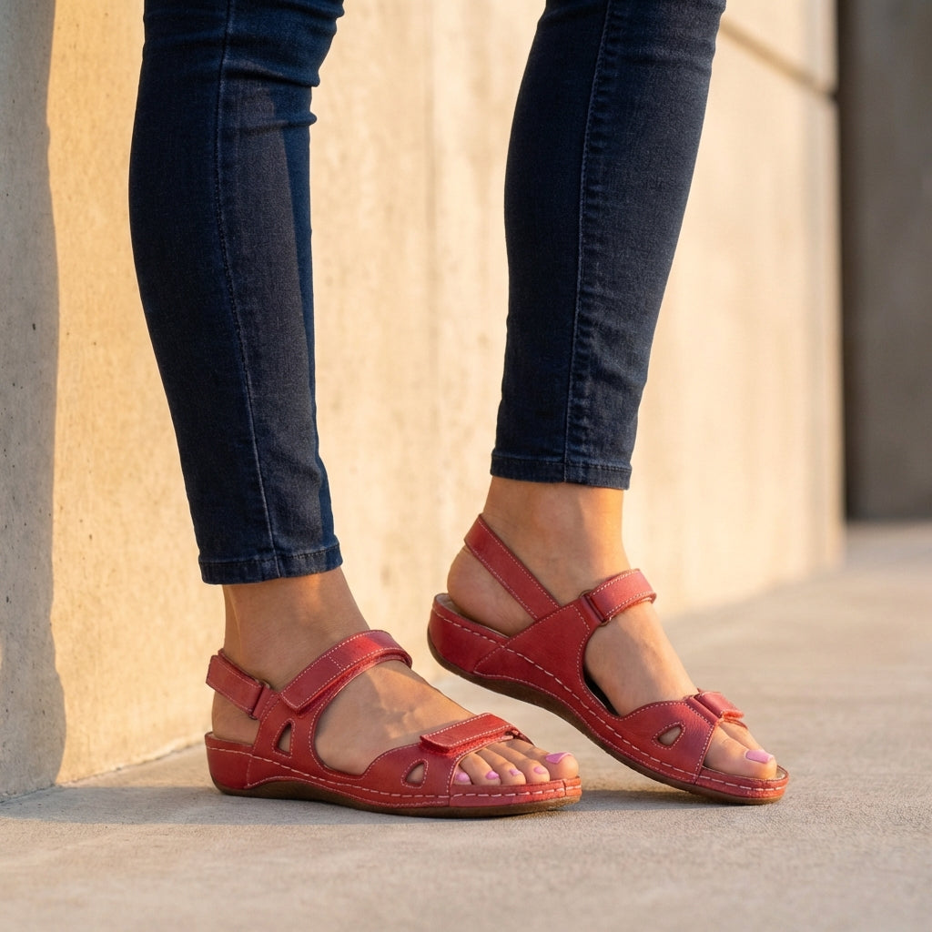 Comfortable Slip-On Flat Sandals with Adjustable Buckles