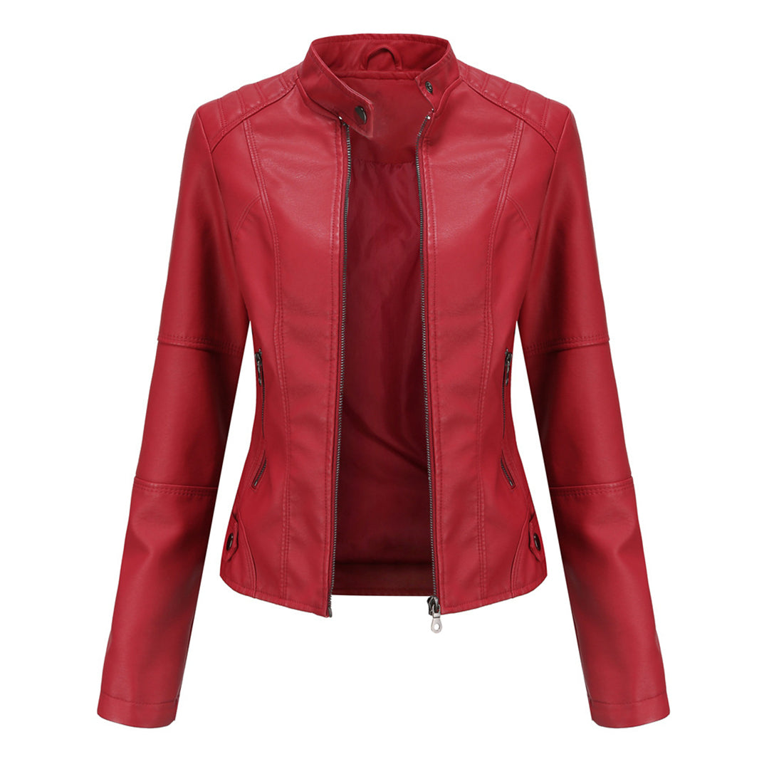 Trendy Black Faux Leather Motorcycle Jacket