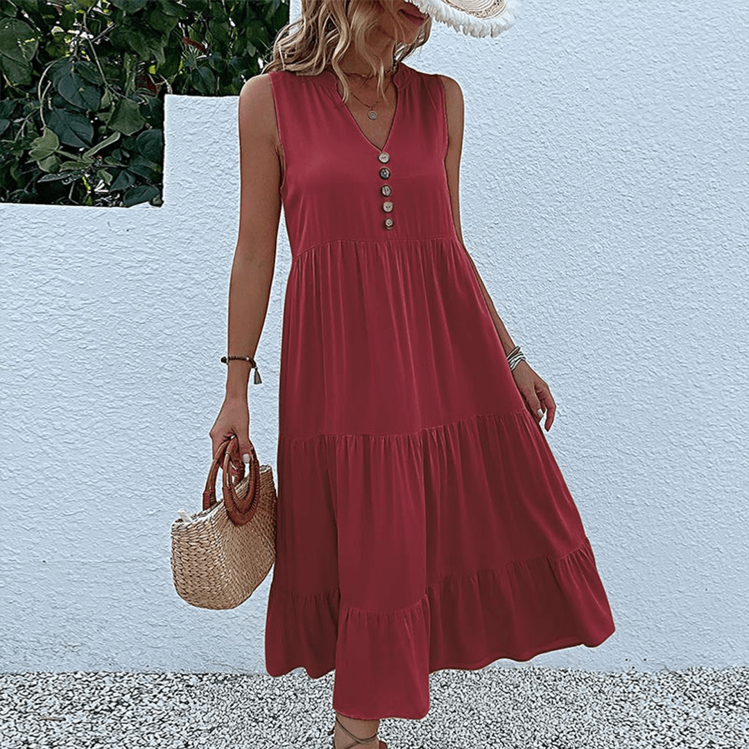 Comfortable Sunny Floral Midi Dress - OutfitLondon
