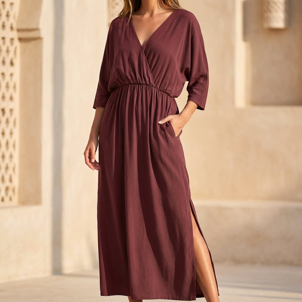 Elegant V Neck Wrap Dress for Women