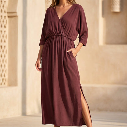 Elegant V Neck Wrap Dress for Women