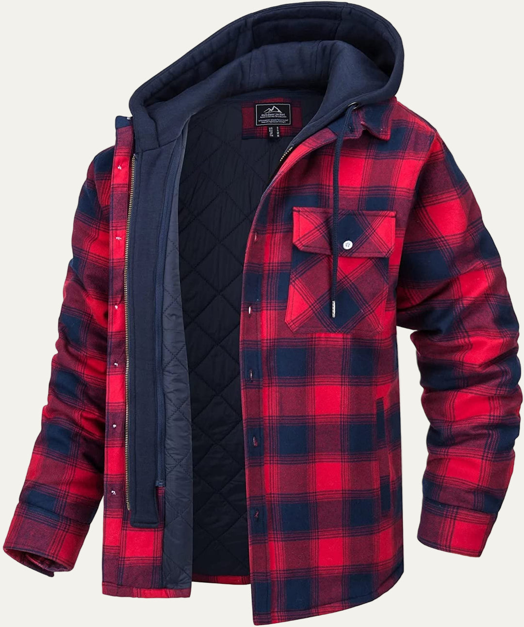 Warm Plaid Hooded Parka Coat for Men