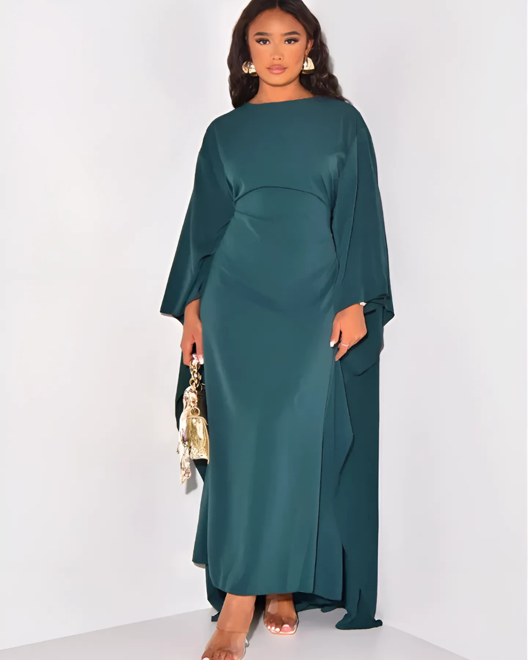 Women's Elegant Maxi Dress Draped Sleeves